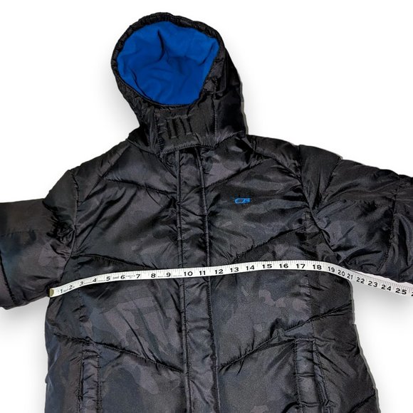 CB Sports Athletic Weather Protection Black Blue Lined Hooded Puff Jacket 14/16 - Picture 8 of 11